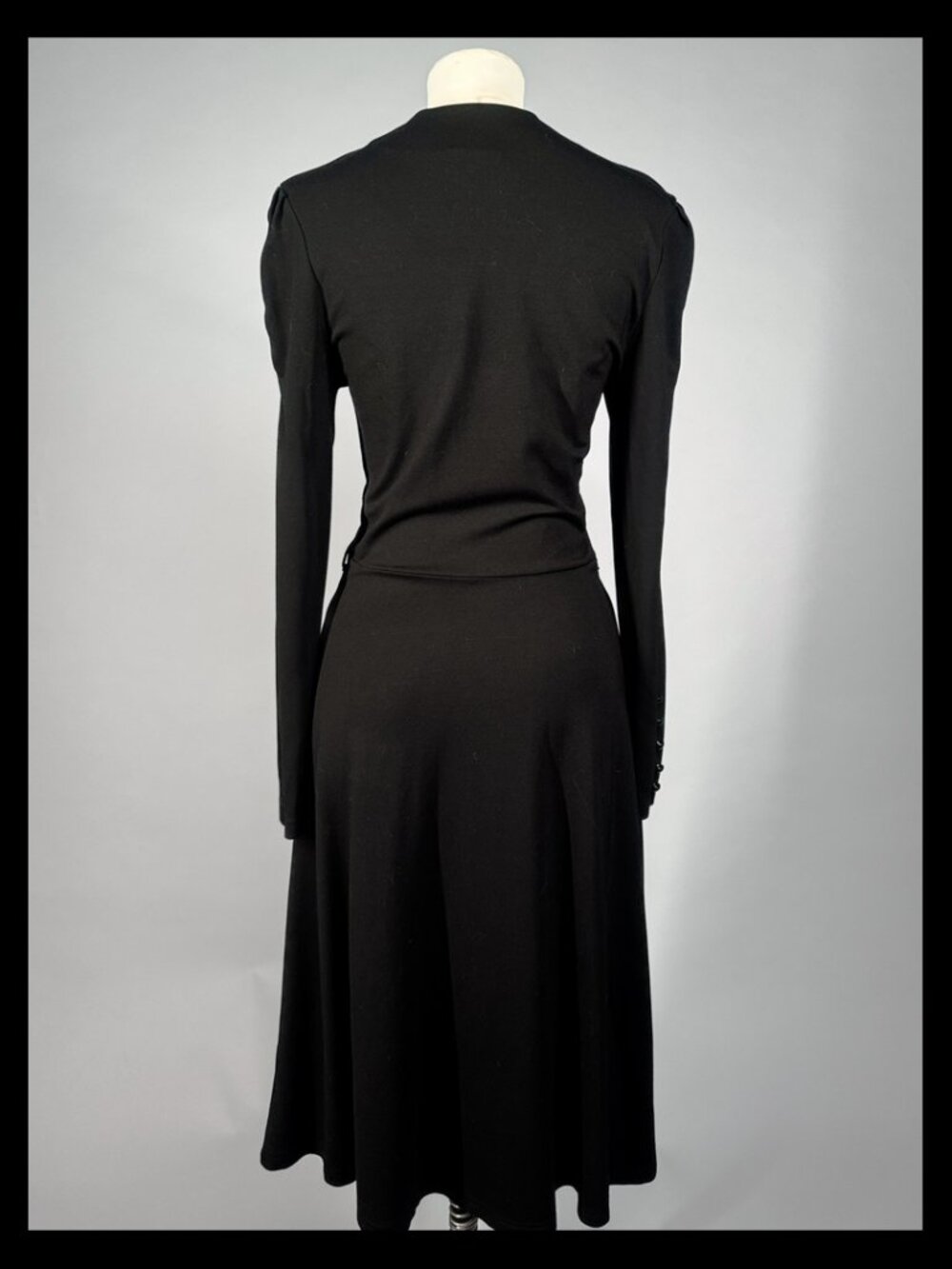 Voodoo Vixen Black Long Sleeve Keyhole Midi Dress Puff Shoulder Button Cuff Size - Picture 3 of 4